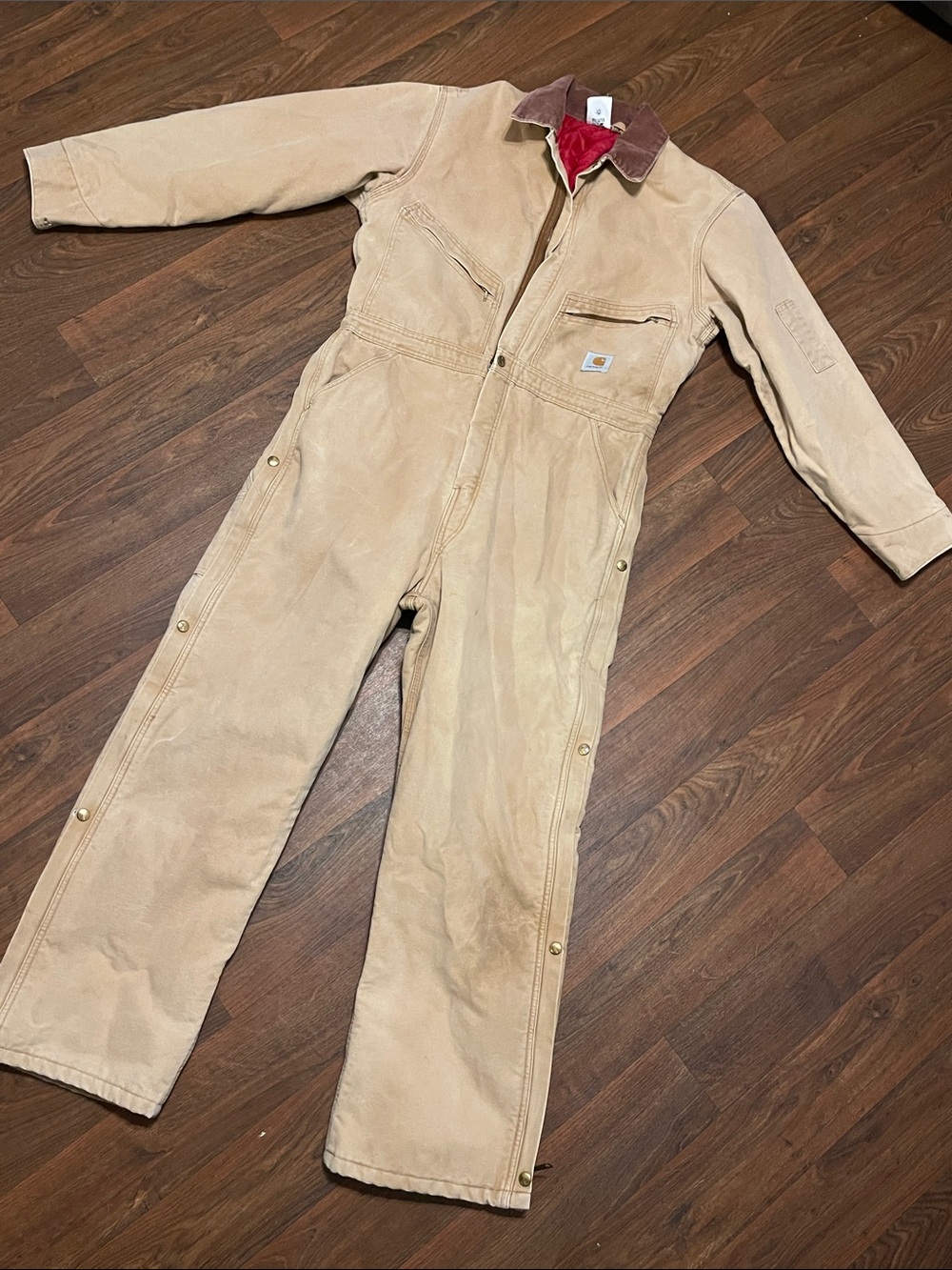 Vintage 80’s Carhartt Brown Duck Canvas Insulated Quilted Coveralls 42 Reg USA